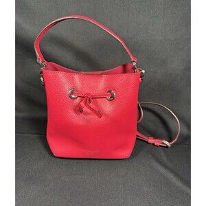 Kate Spade Eva Small Crossbody Pebble Leather Bucket Bag Red Cake EUC